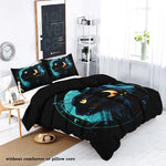 Ensemble literie chat noir avec taies d'oreiller