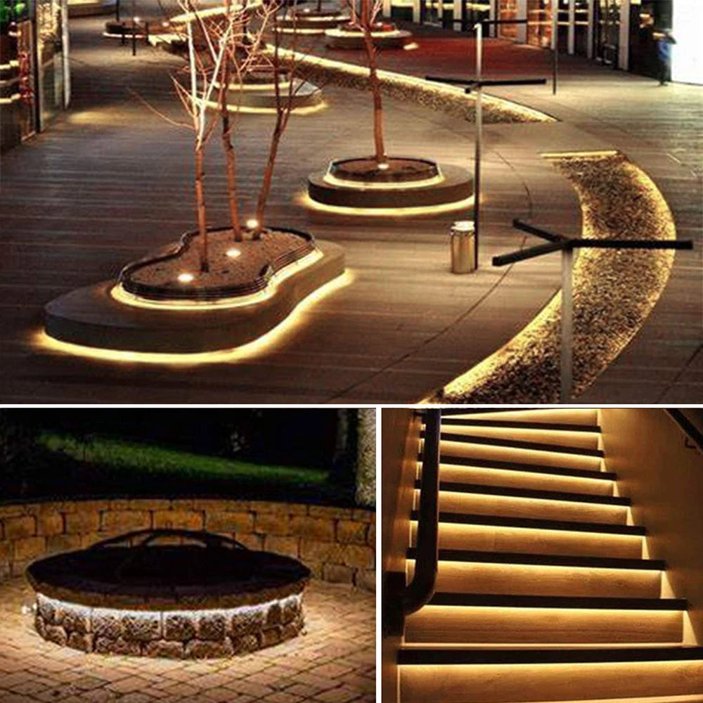 Détail des LED de la bande lumineuse en lumière chaude