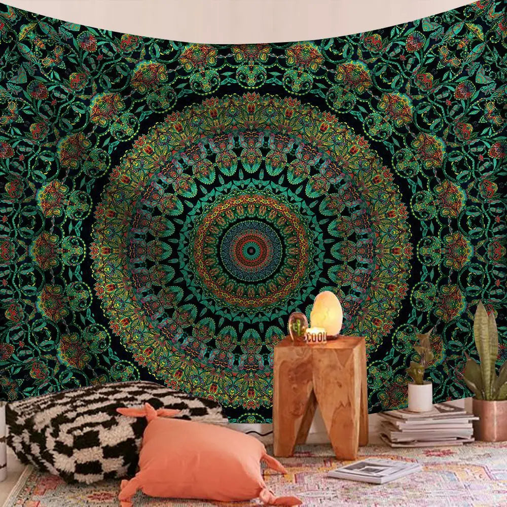 Décoration chambre bohème avec tapisserie mandala