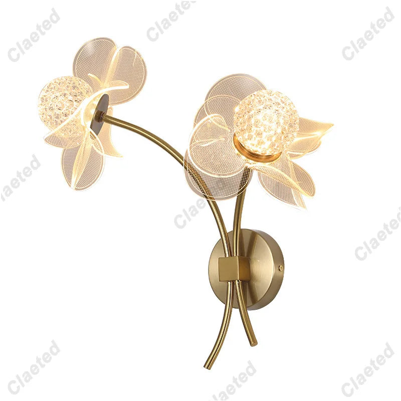 Applique murale fleur LED dans une chambre à coucher avec ambiance douce