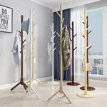 Porte-manteau vertical en bois massif 8 crochets vue avant