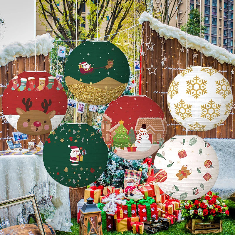 Lanterne de Noël en papier forme montgolfière élan sapin