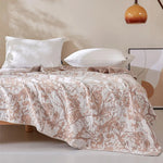 Couvre-lit gaze coton motif feuilles