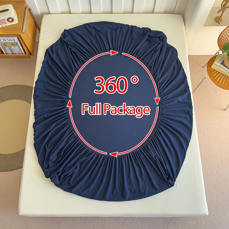 Drap de lit ajusté 180x200 cm en coton uni couleur gris dans une chambre décorée