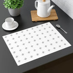 Détail du set de table en polyester et lin avec design personnalisé