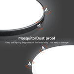 Détail du design rond et anti-poussière du plafonnier LED