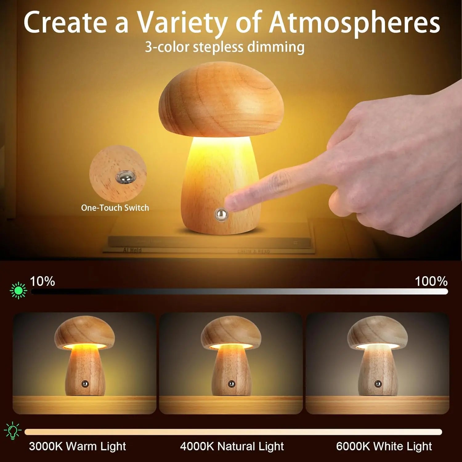 Lampe champignon avec abat-jour vert - ambiance tamisée