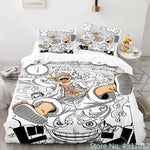 Ensemble literie anime One Piece avec housse de couette et taies d'oreiller
