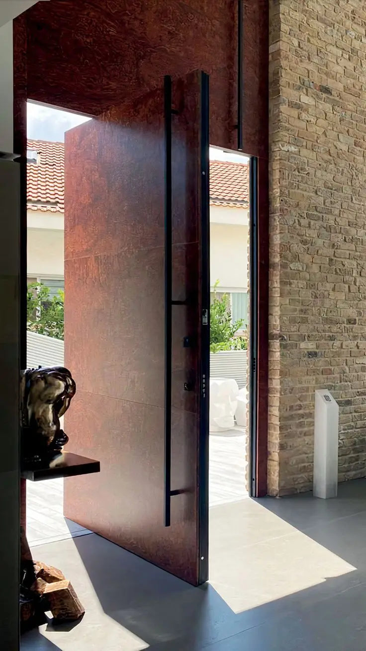 Détail de la finition de la porte d'entrée en alliage d'aluminium