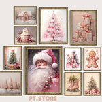 Affiche noel vintage rose maison pain d'epice