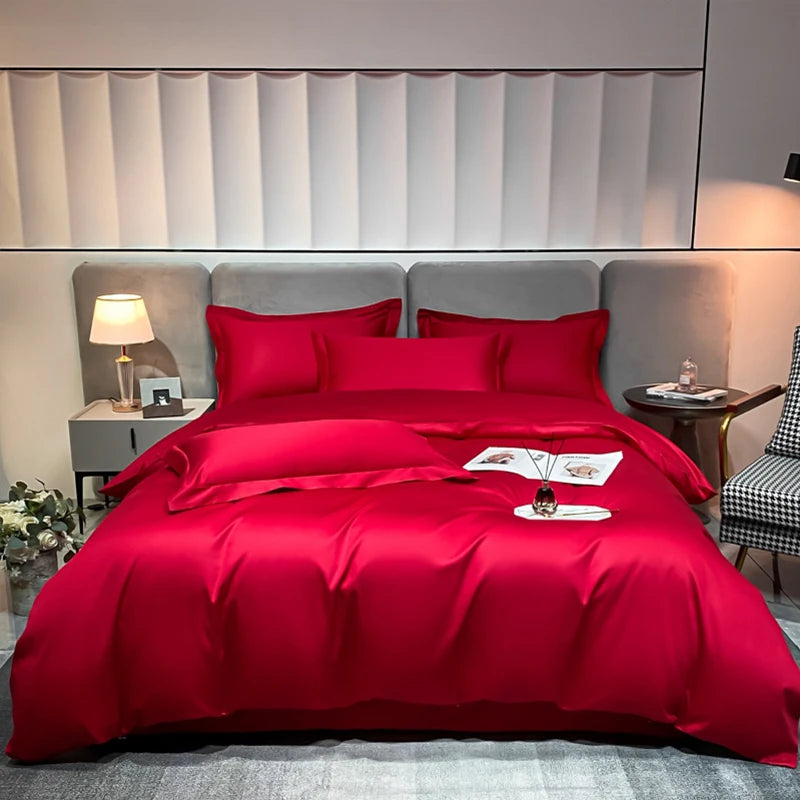 Housse de couette bleue brodée chambre design