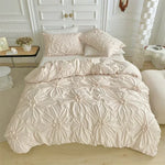 Housse de couette fleuri plissée 3D sur lit King Size