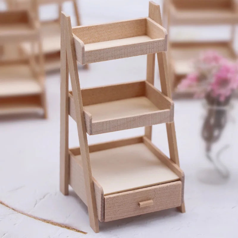 Support à fleurs miniature en bois pour maison de poupée