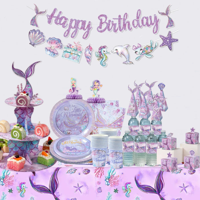 Décoration anniversaire sirène guirlande fanions