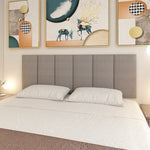 Panneau mural tête de lit auto-adhésif en tissu coton-lin gris foncé