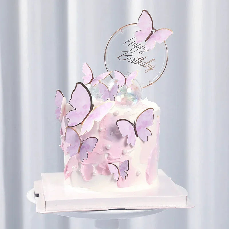 Décoration de gâteau papillon peint à la main jaune clair