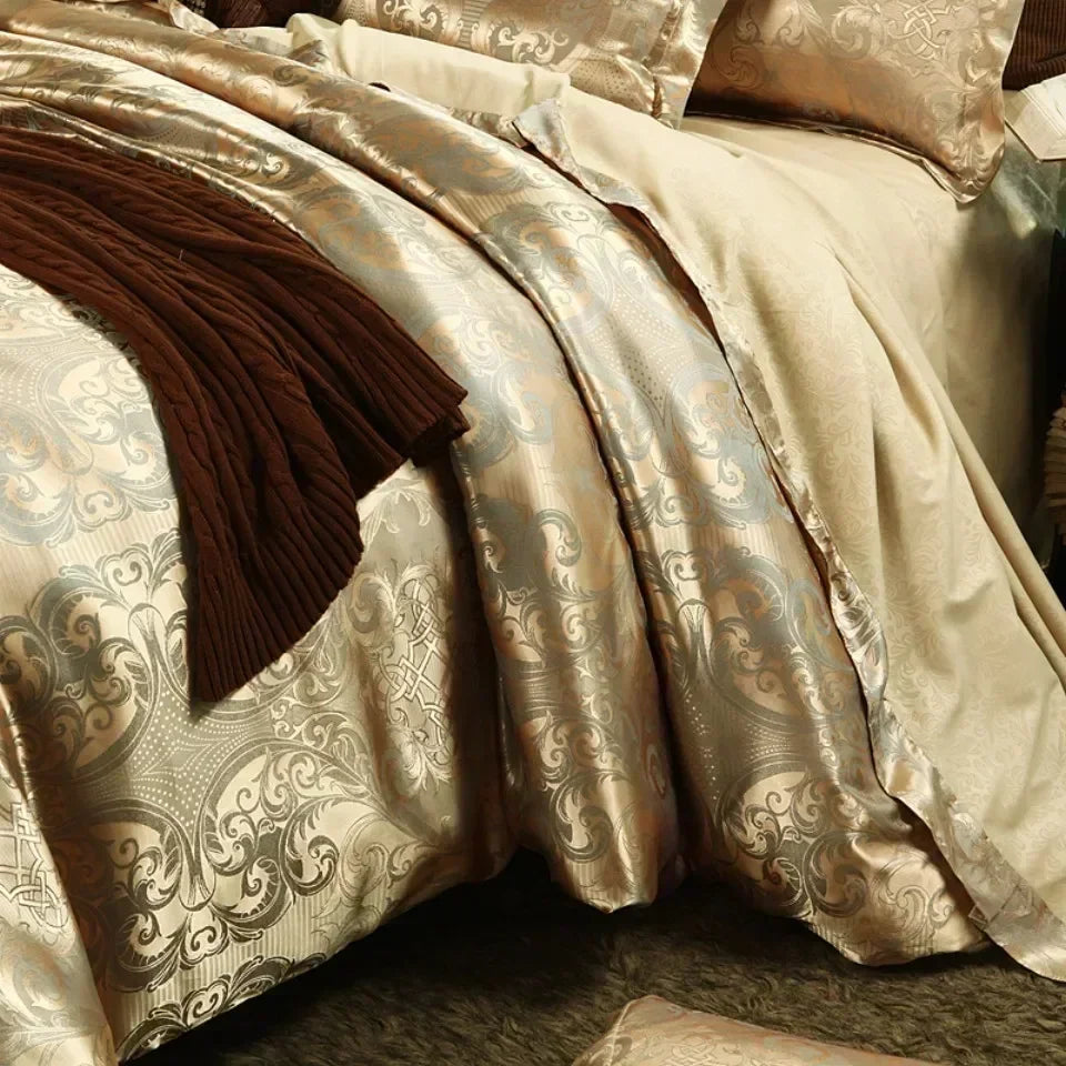 Housse de couette satin jacquard 220x240 texture satinée