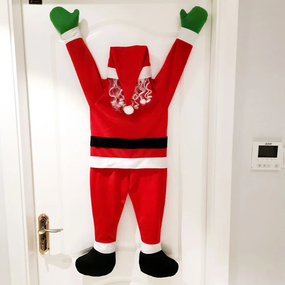 Père Noël suspendu sur toit ou cheminée