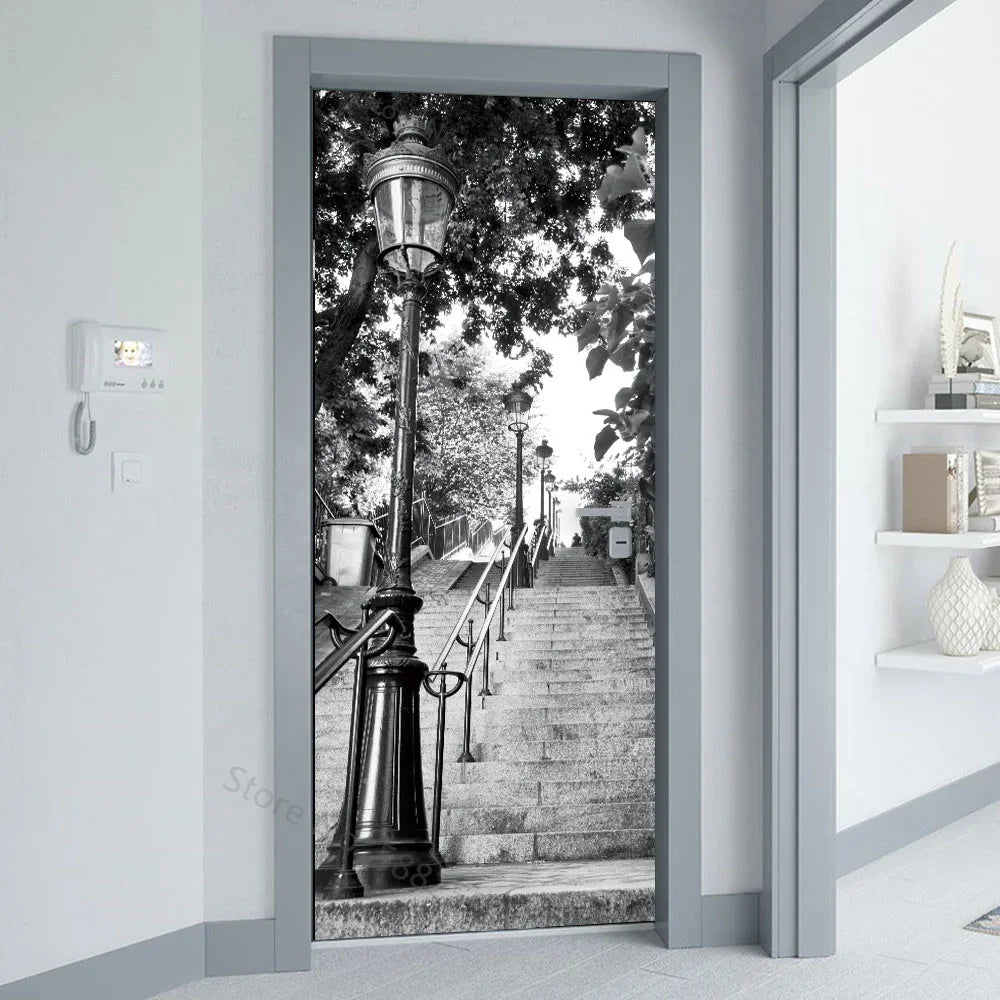 Sticker deco chambre porte gris