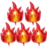 Kit 5 ballons camion pompier et flammes thème pompier