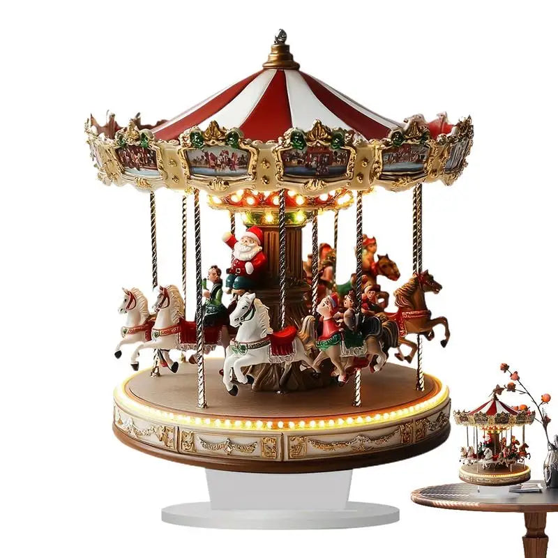 Carrousel de Noël traditionnel blanc acrylique sur table