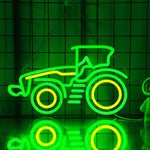 Enseigne néon tracteur vert éclairage LED jaune décoration murale rustique