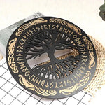 Décoration murale bois runes vikings ensemble 4 pièces vert clair