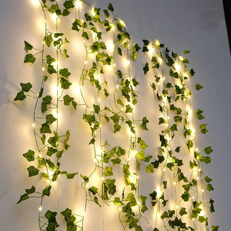 Guirlande lumineuse verte avec fleurs artificielles pour sapin de Noël