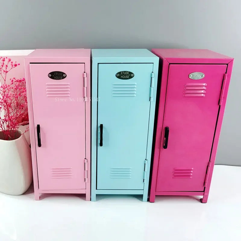 Boîte de rangement métallique brun pour bureau et cosmétiques