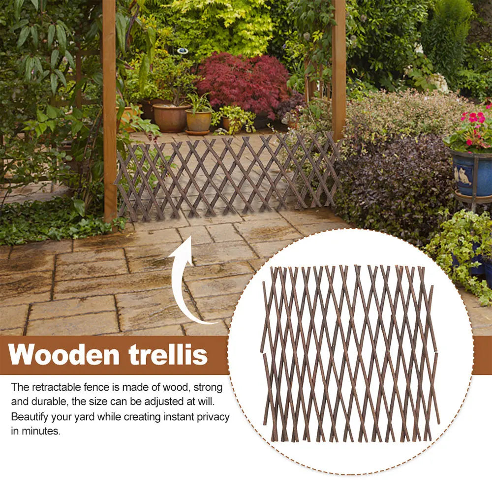 Treillis en saule extensible jaune dans un jardin