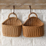 Panier de rangement suspendu tissé en plastique PP gris clair pour cuisine