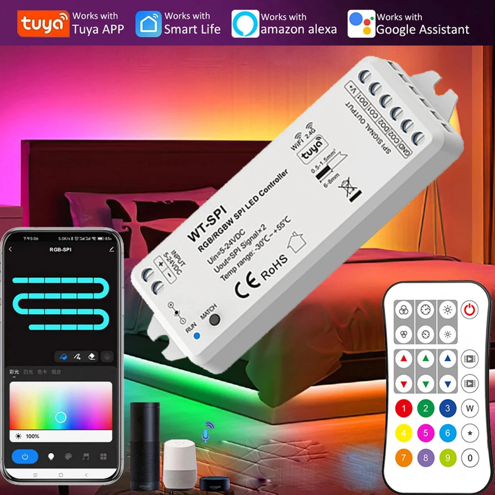 Contrôleur LED RGBW WiFi Tuya avec télécommande