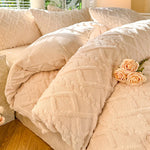 Housse de couette en velours gris clair pour lit double