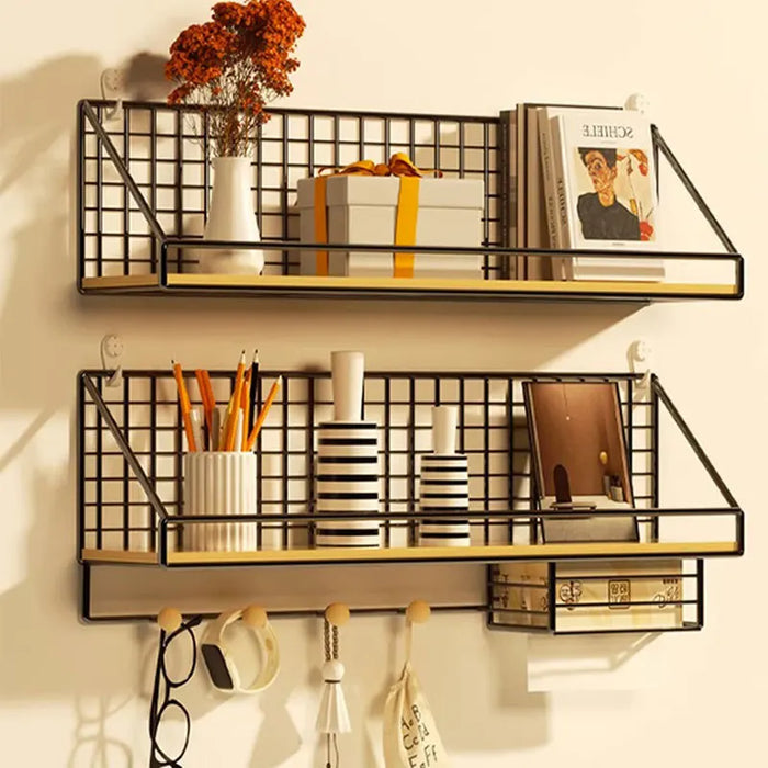 Étagère murale sans perçage en fer noir pour salon