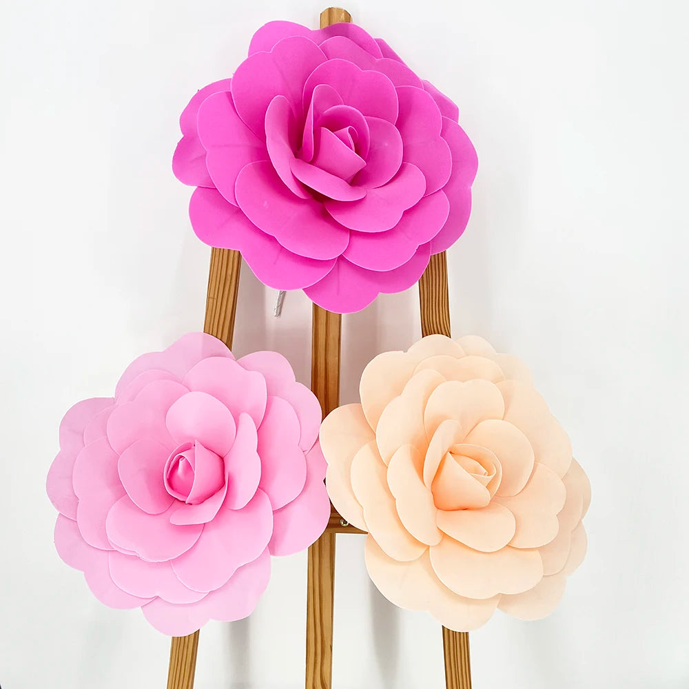 Fleur artificielle géante en mousse 30cm rose