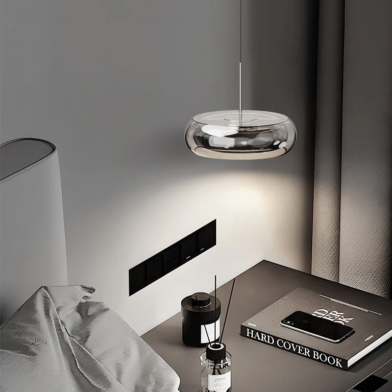 Lampe de chevet LED gris fumé