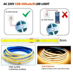 Ruban LED COB blanc froid pour éclairage linéaire moderne