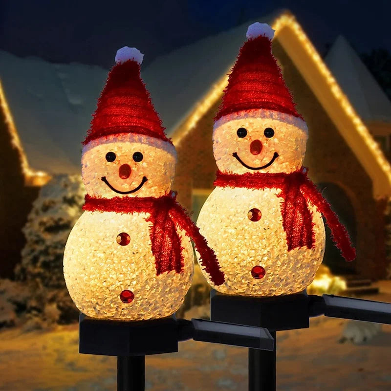 Bonhomme de neige lumineux solaire pour décoration de Noël extérieure