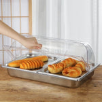Plateau buffet élégant en acier inoxydable avec couvercle pour présentation de fruits