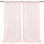 Paire de rideaux longs et légers dans une couleur rose pastel, parfaits pour embellir une pièce avec une touche douce et élégante.