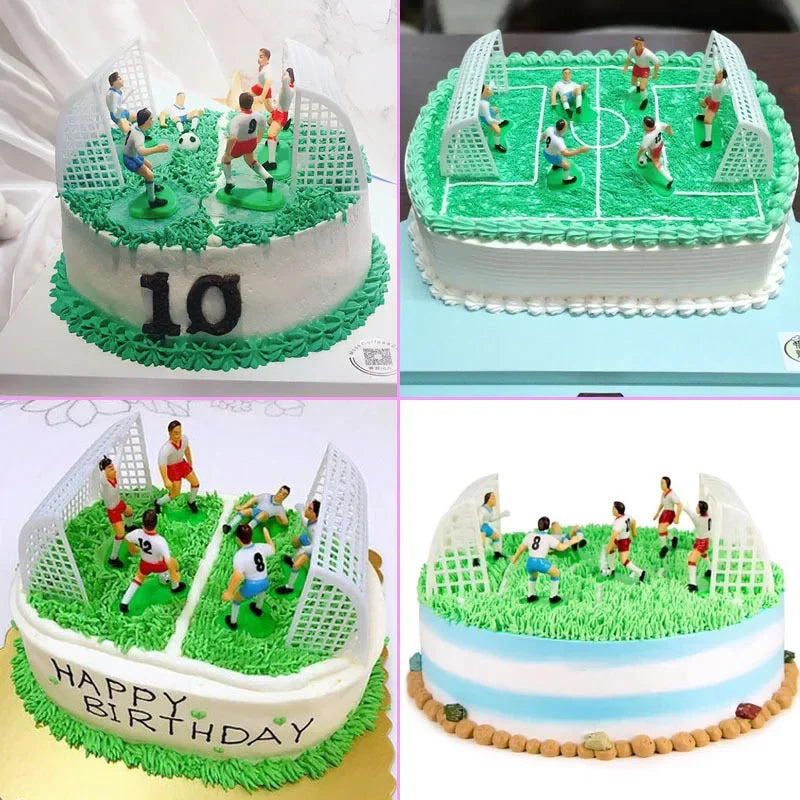 Set de 9 figurines football pour décoration de gâteau anniversaire