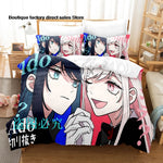 Détail de l'impression 3D sur la housse de couette Anime Ado