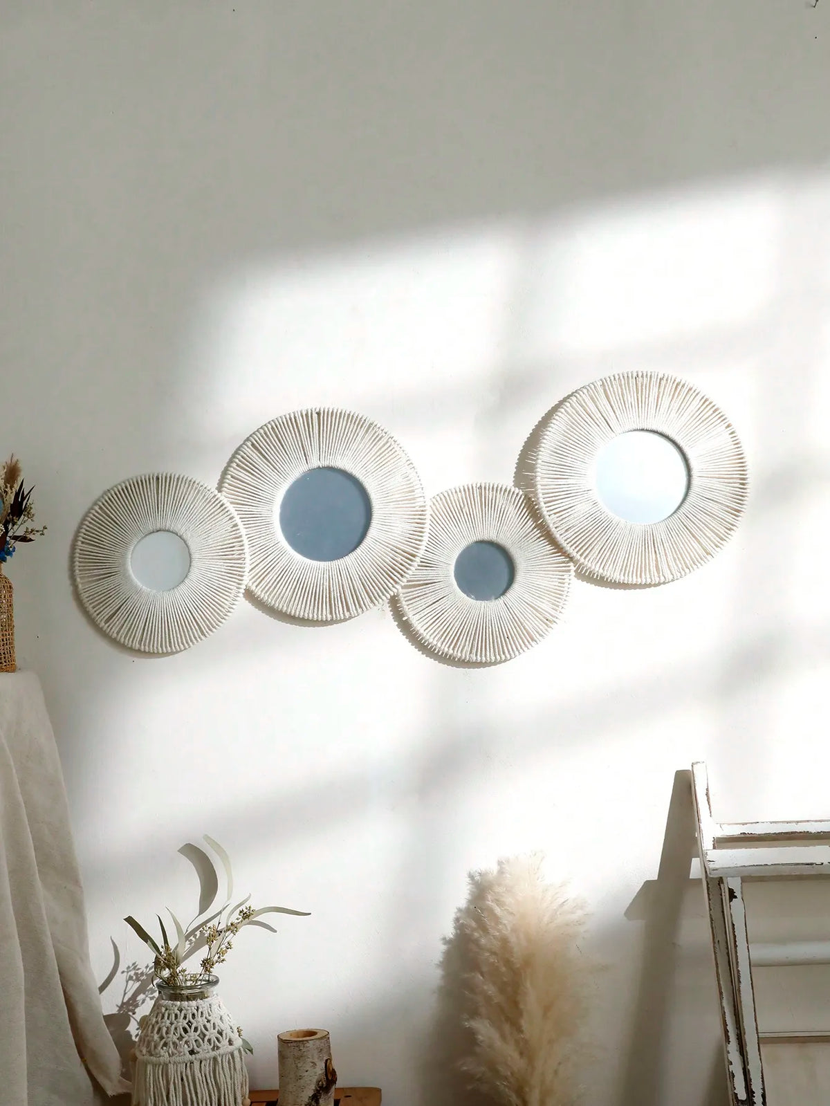 Miroir mural suspendu en macramé jute style Boho pour décoration intérieure