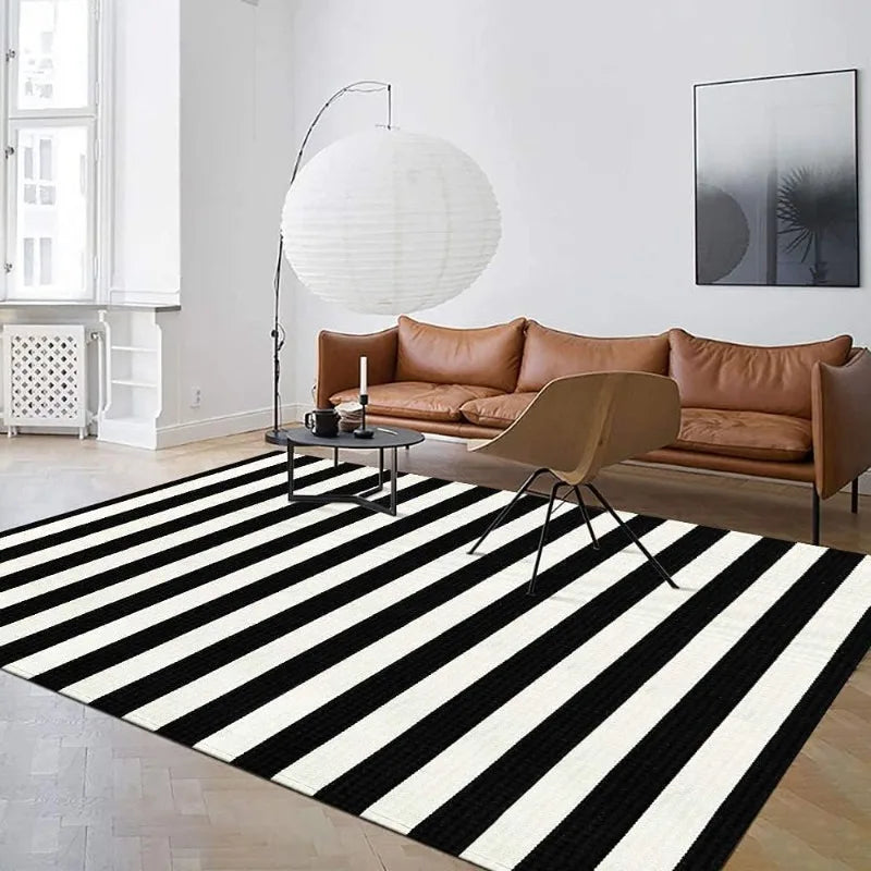 Tapis rayé noir blanc pour Noël