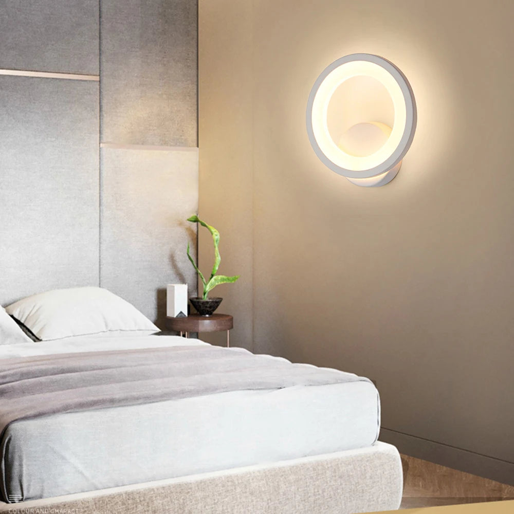 Applique murale ronde noire design moderne éclairage LED