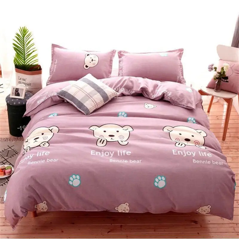 Détail du motif pastoral plaid imprimé sur la housse de couette