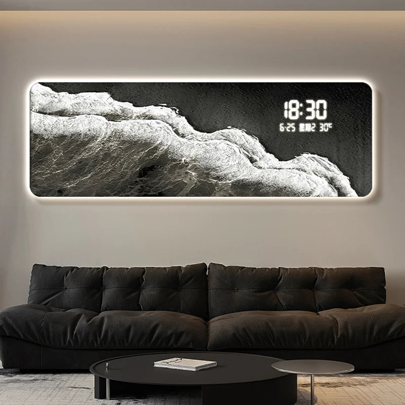 Horloge murale numérique design luxe avec affichage température et date