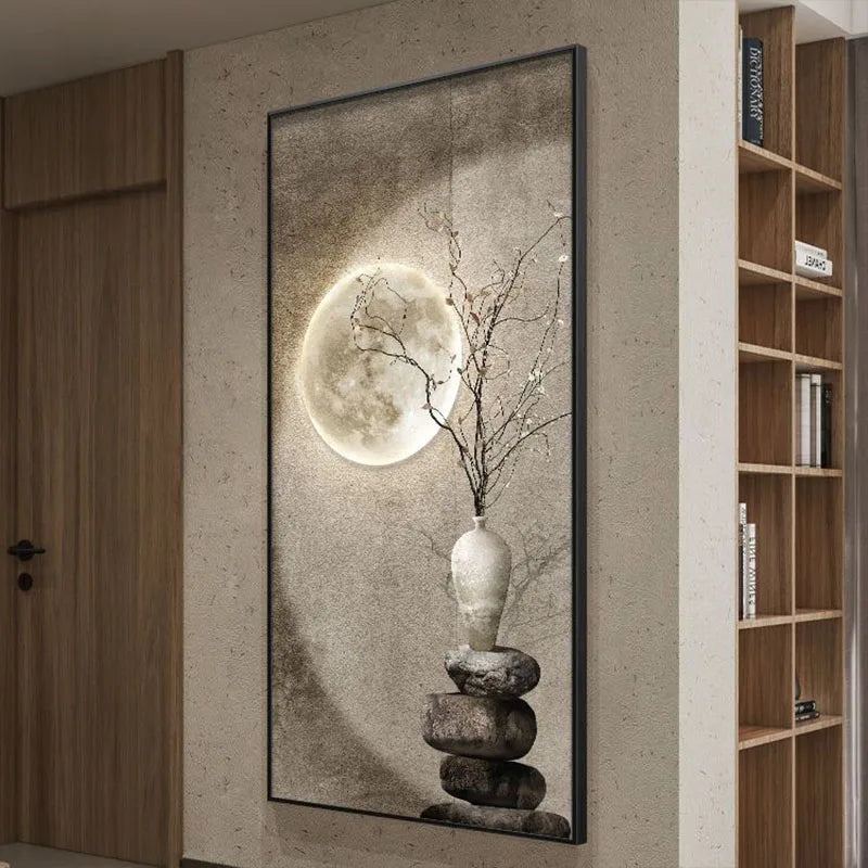 Applique murale LED allumée dans un salon avec ambiance chaleureuse