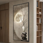 Applique murale LED allumée dans un salon avec ambiance chaleureuse