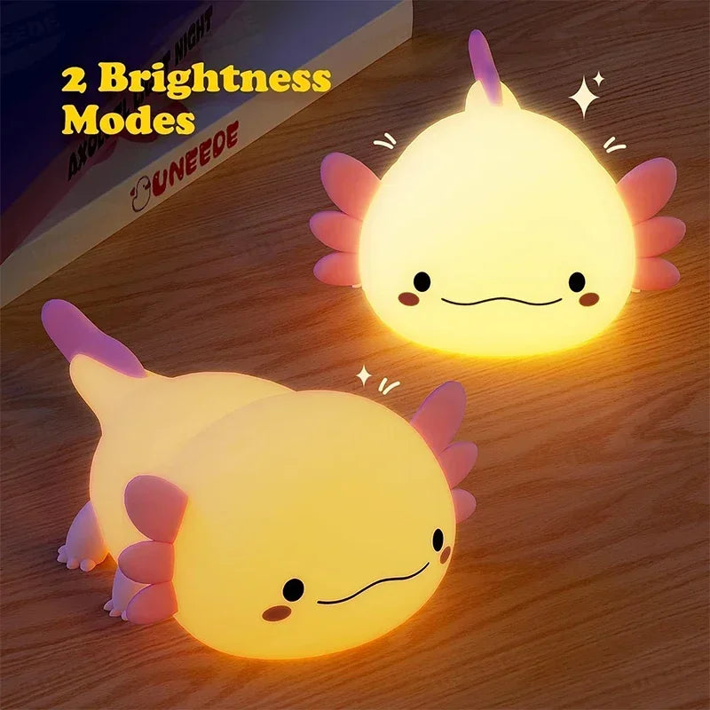 Lampe de chevet axolotl en silicone bleu